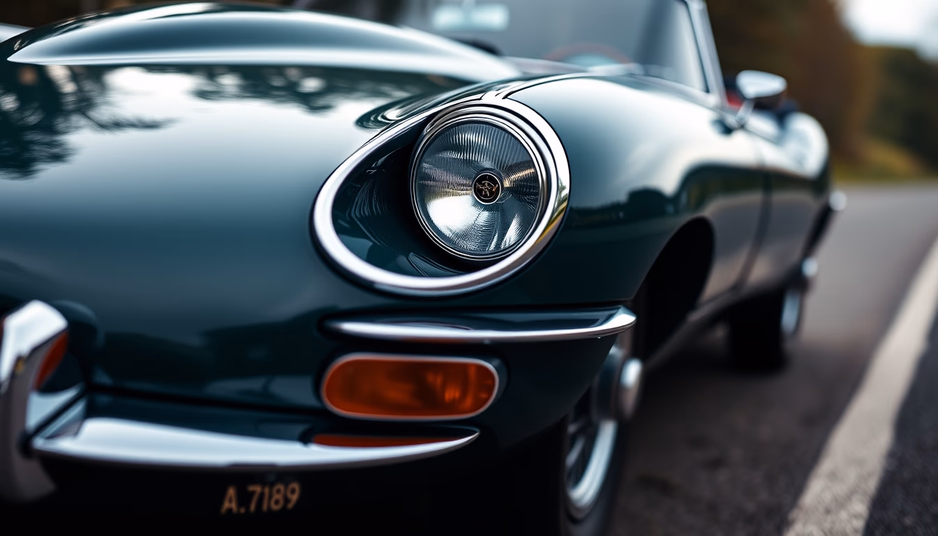 jaguar e-type roadster in editorial style