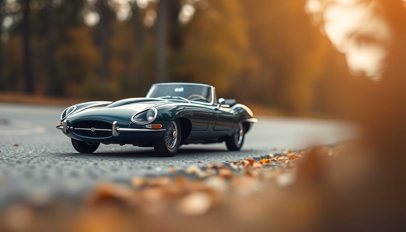 jaguar e-type roadster in editorial style