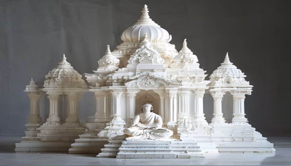 jain temple india white in editorial style