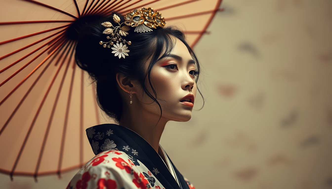 japanese kanji shodo in editorial style