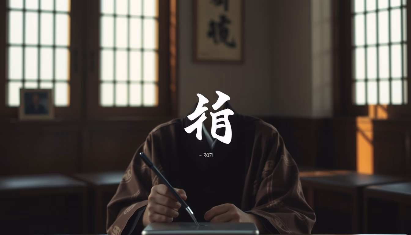 japanese kanji shodo in editorial style