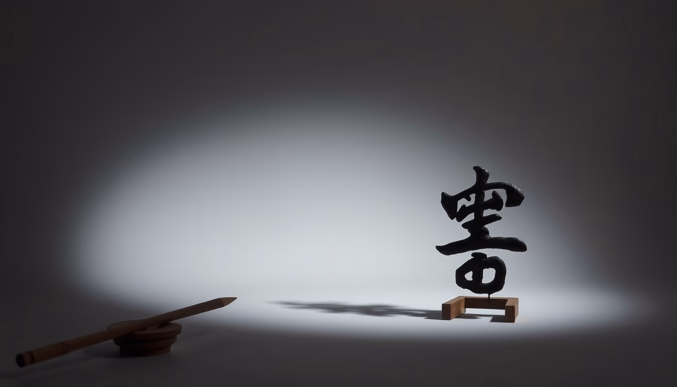 japanese kanji shodo in editorial style
