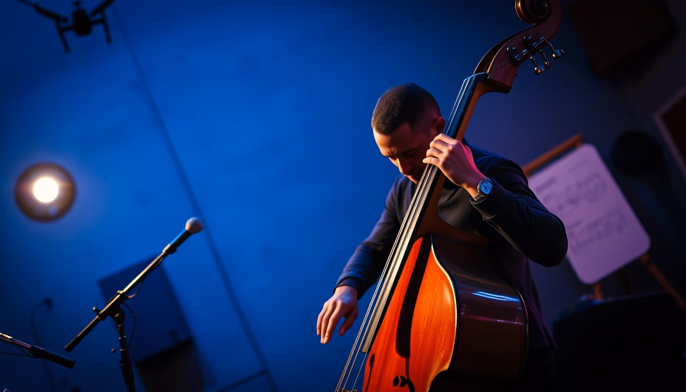 jazz double bass in editorial style