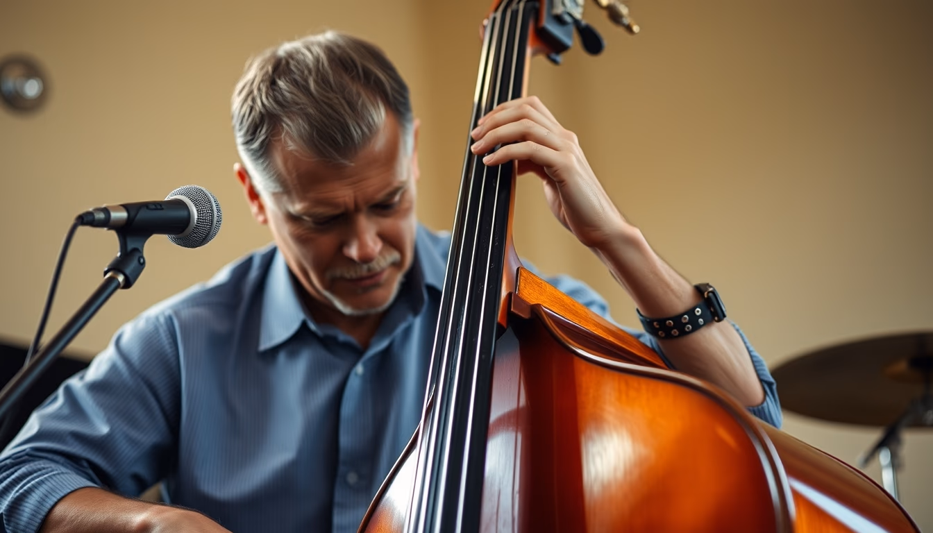 jazz double bass in editorial style