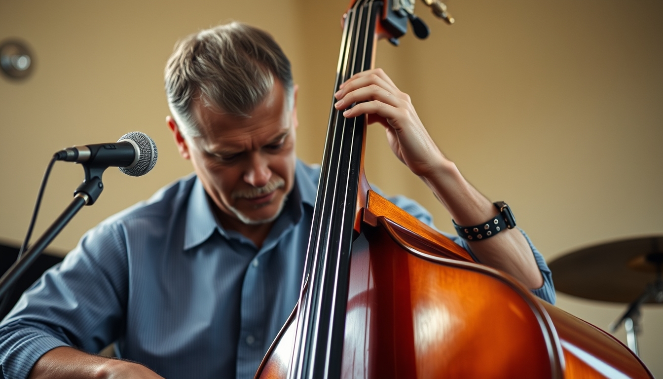 jazz double bass in editorial style