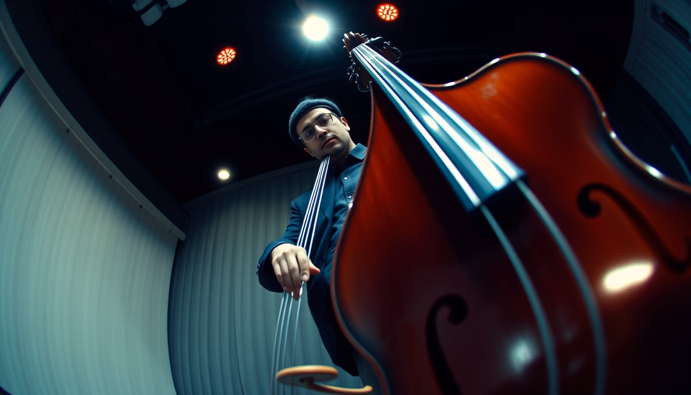 jazz double bass in editorial style