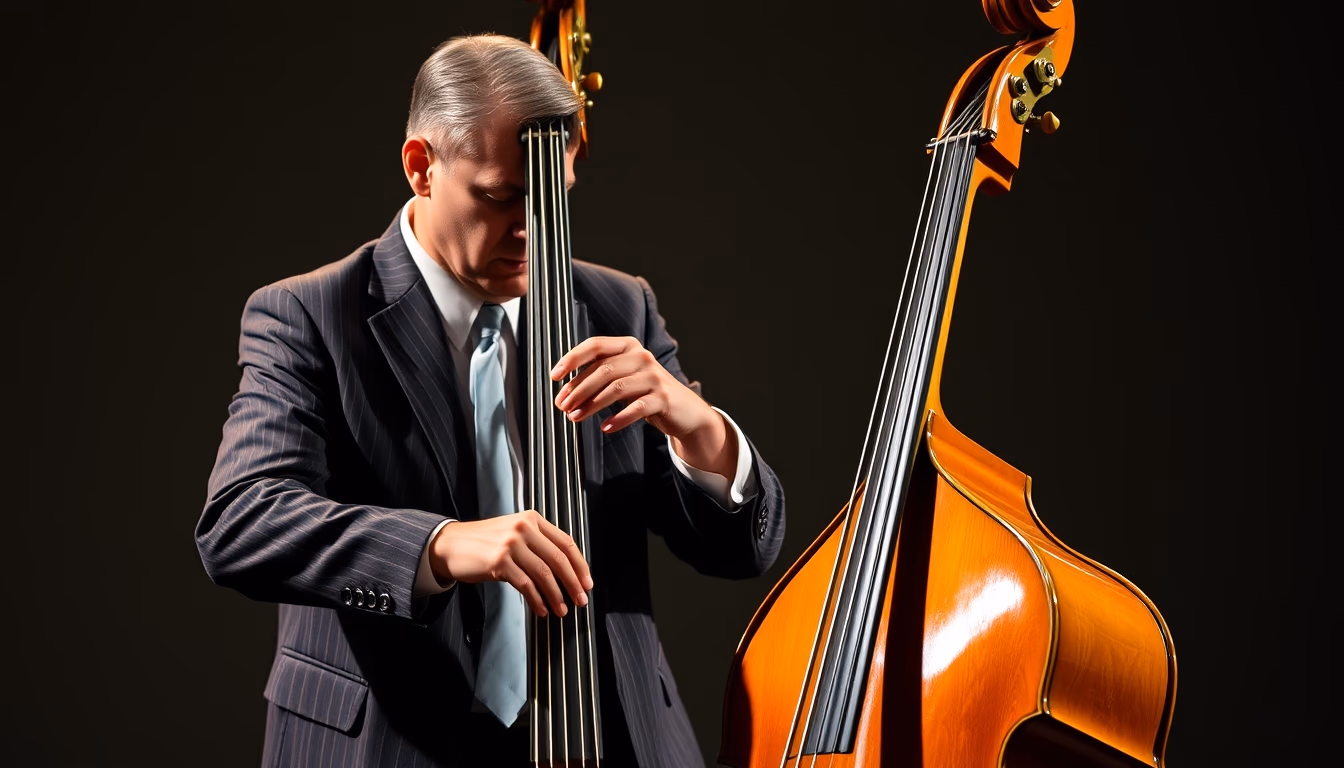 jazz double bass in editorial style
