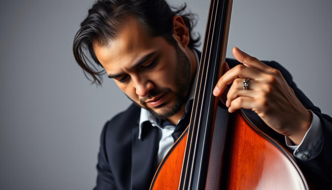 jazz double bass in editorial style