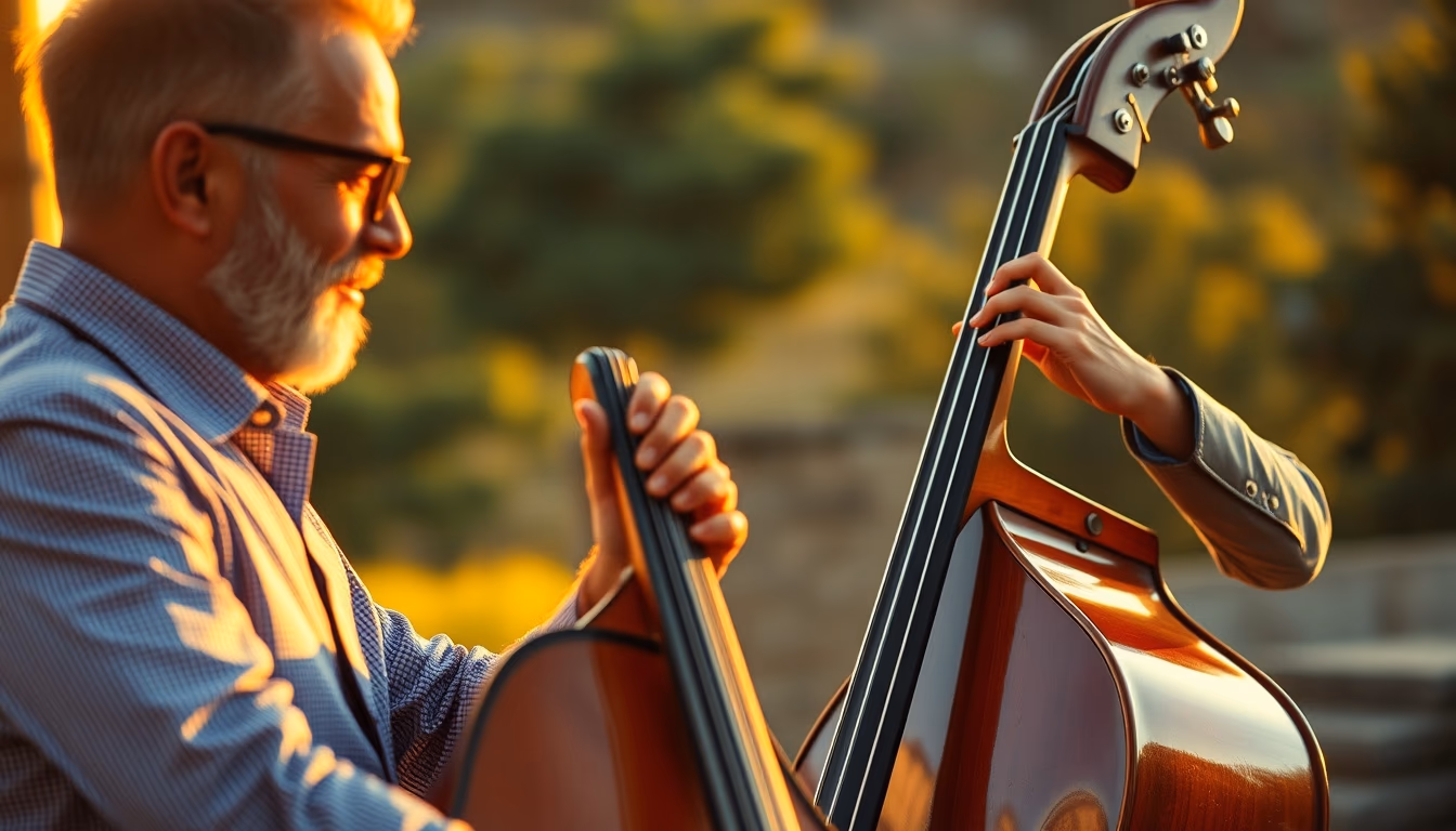 jazz double bass in editorial style