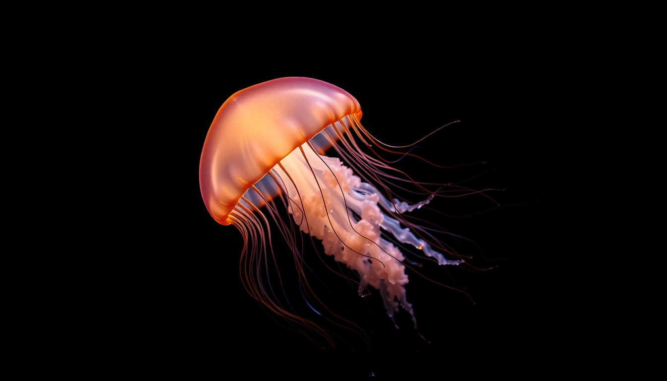 jellyfish glowing in dark in editorial style