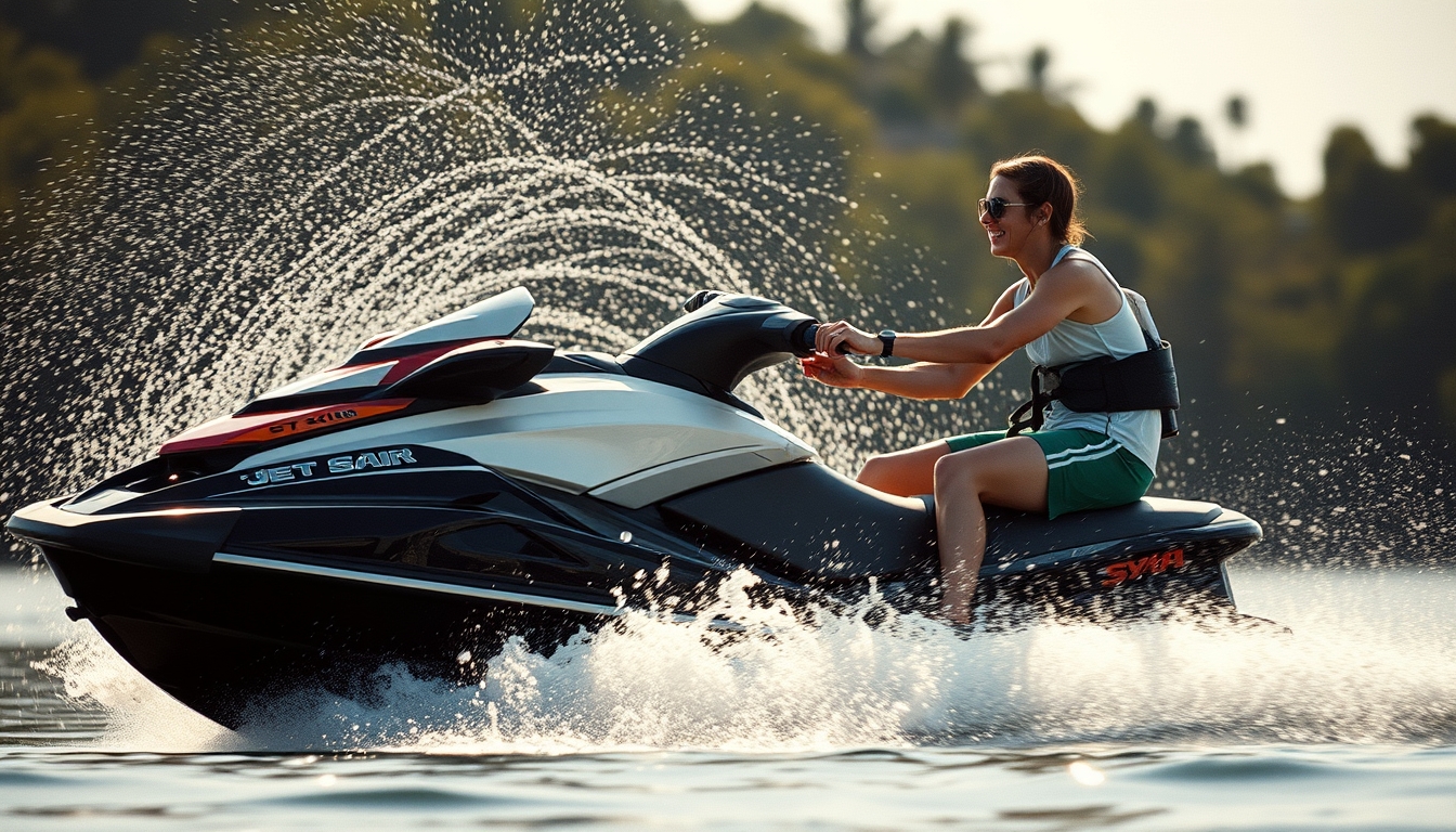 jet ski water spray in editorial style