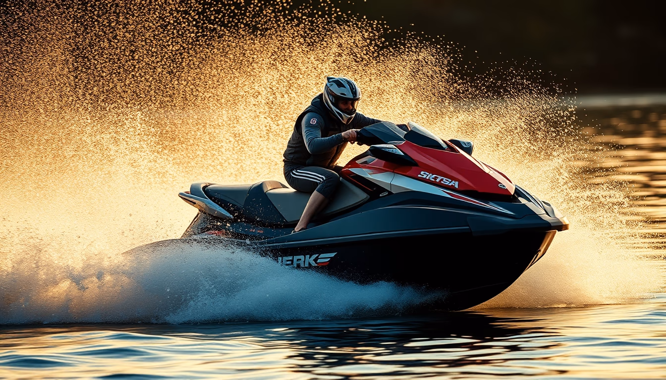 jet ski water spray in editorial style