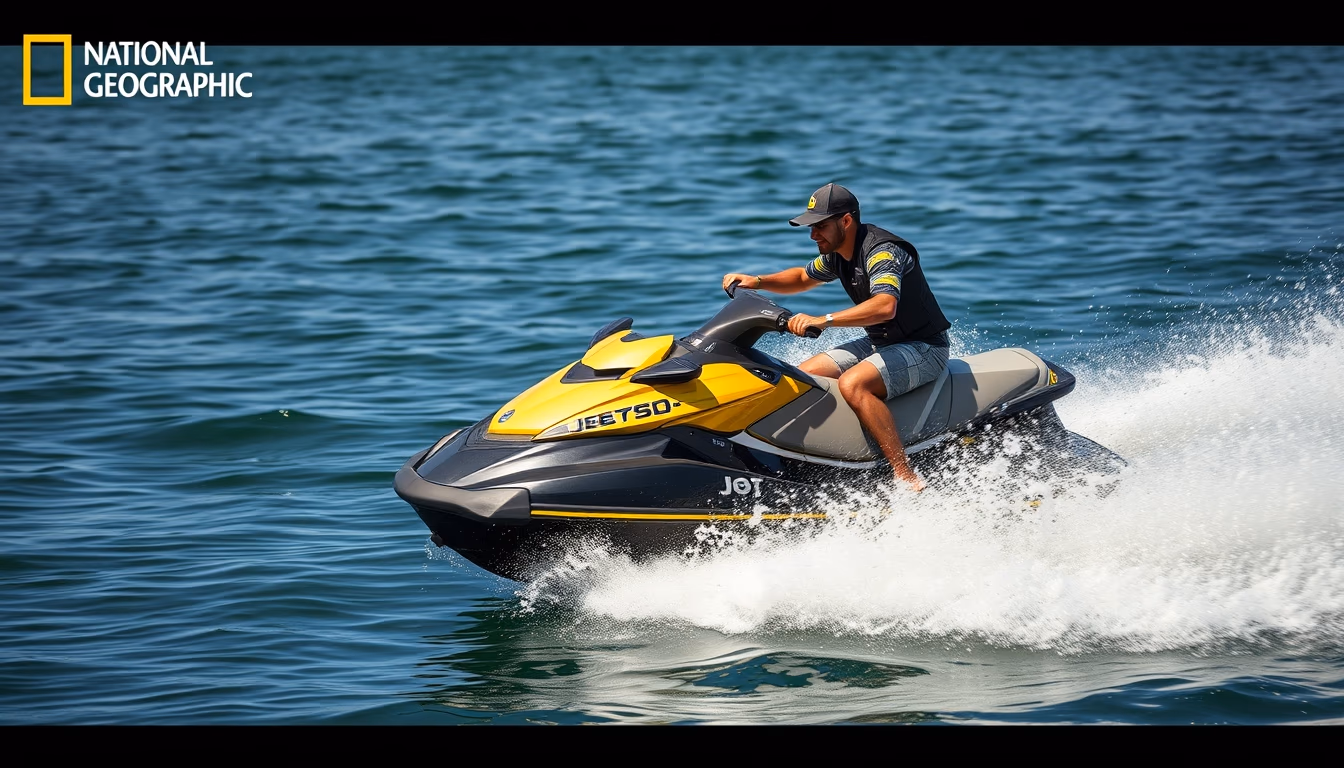 jet ski water spray in editorial style