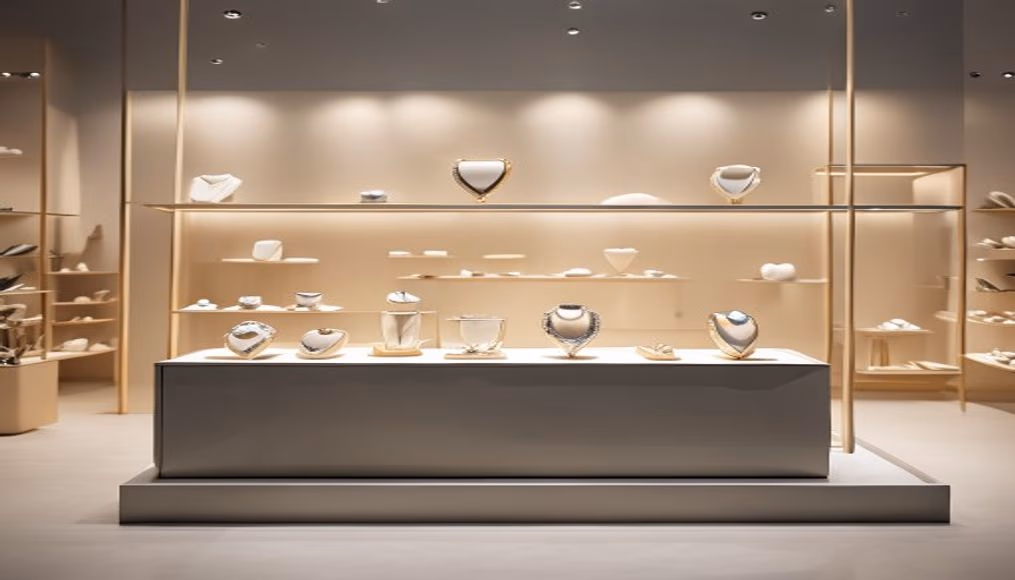 jewelry display minimalist in editorial style