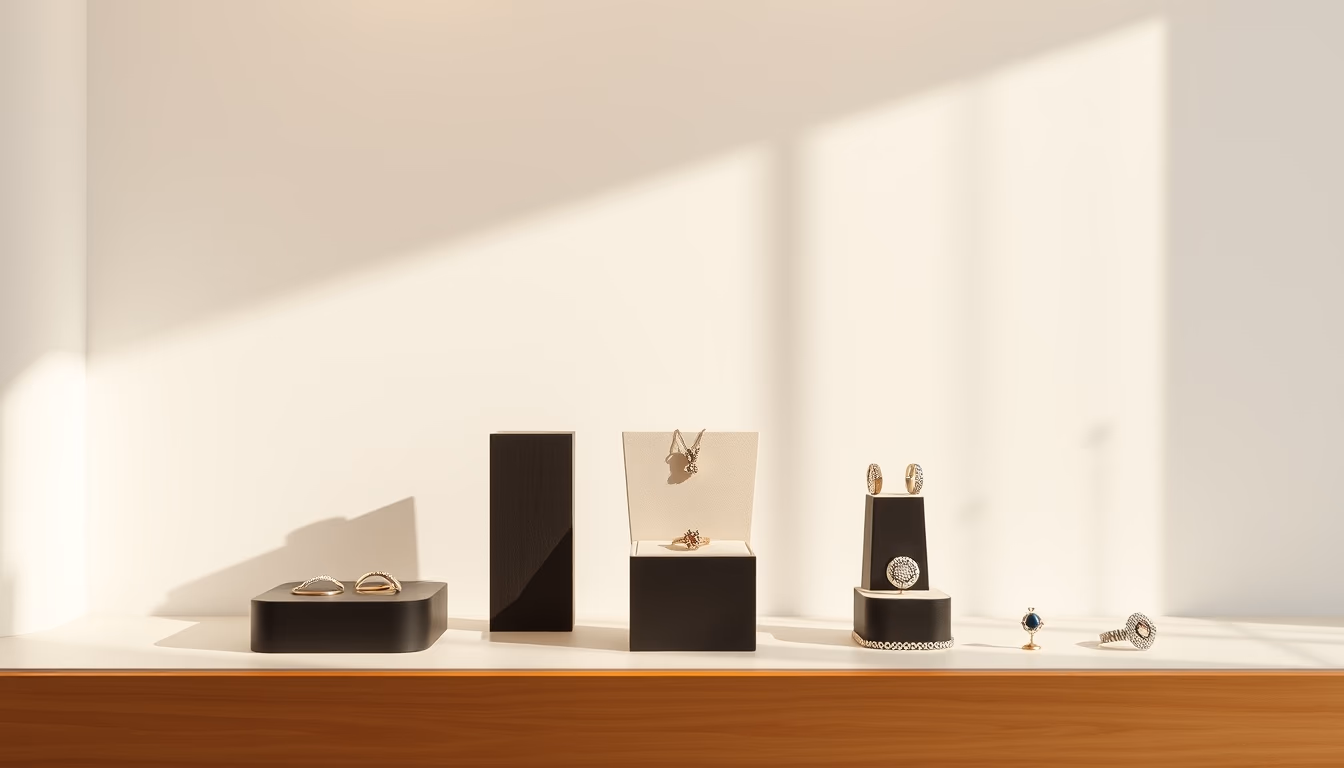 jewelry display minimalist in editorial style