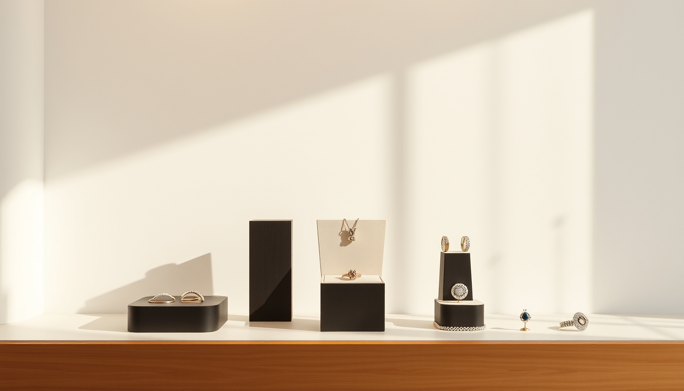 jewelry display minimalist in editorial style