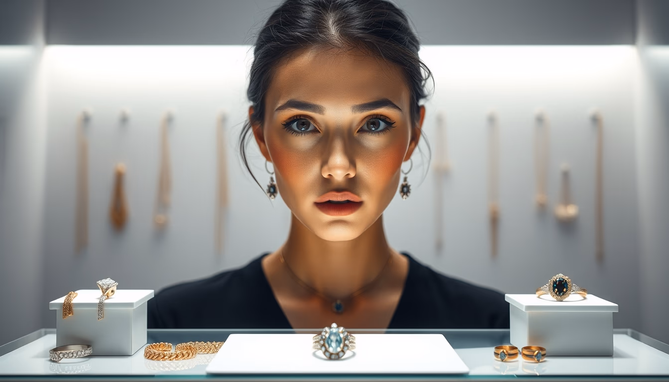 jewelry display minimalist in editorial style