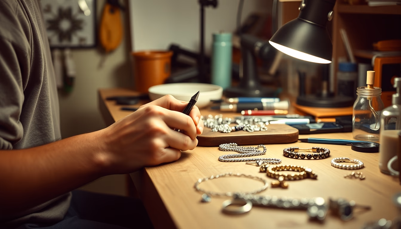 jewelry making bench in editorial style