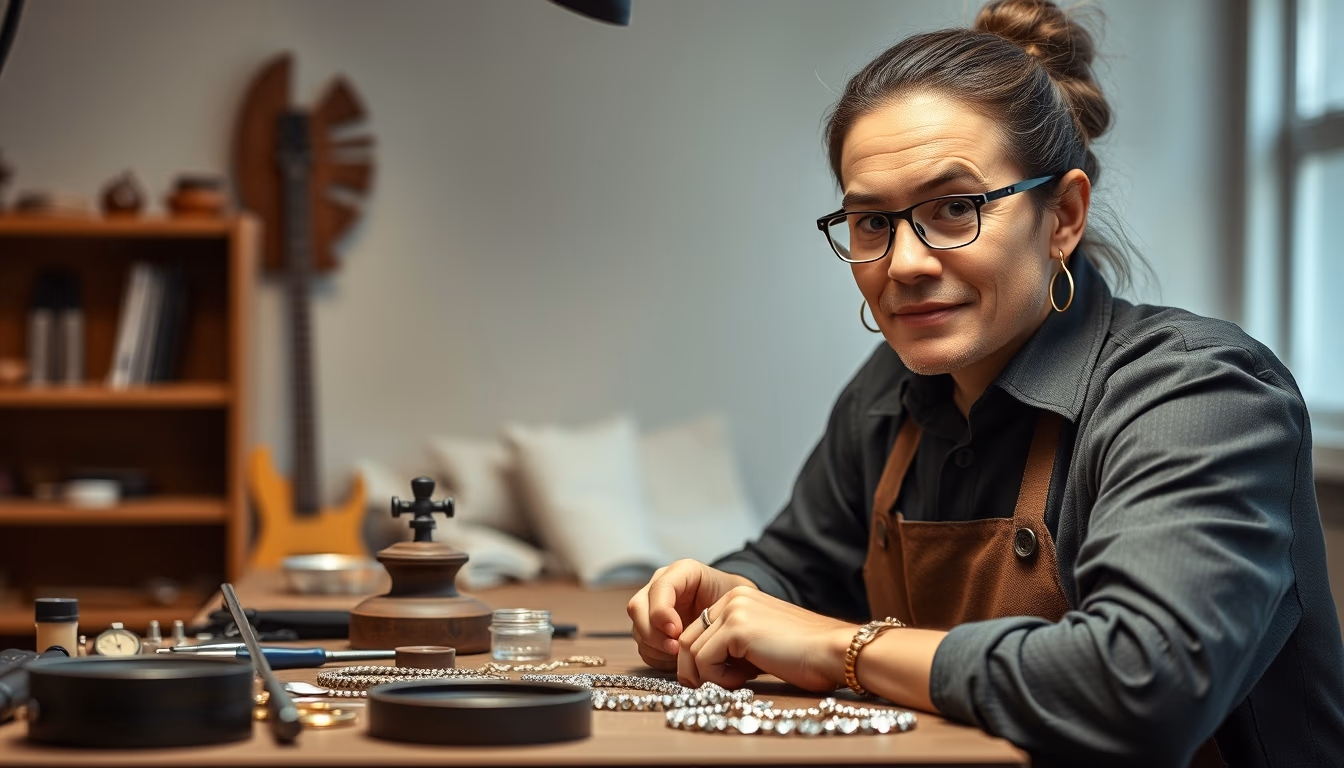 jewelry making bench in editorial style
