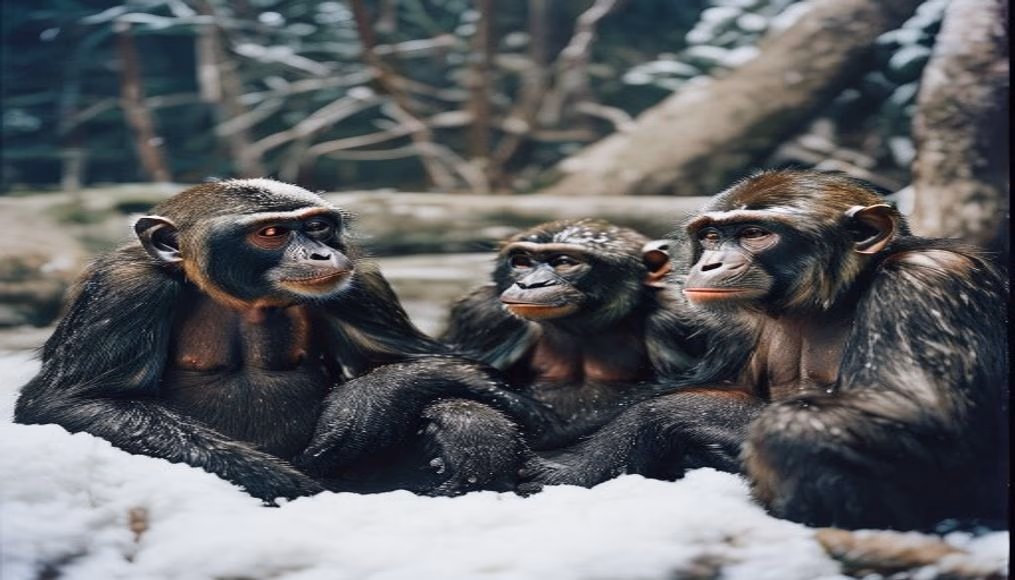 jigokudani snow monkeys in editorial style
