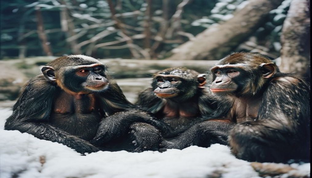 jigokudani snow monkeys in editorial style