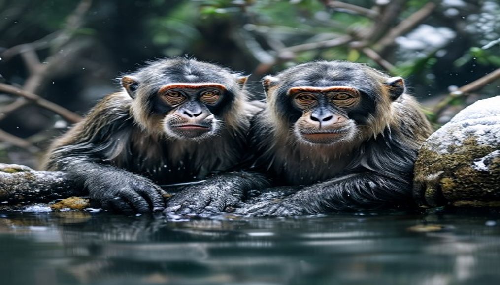 jigokudani snow monkeys in editorial style