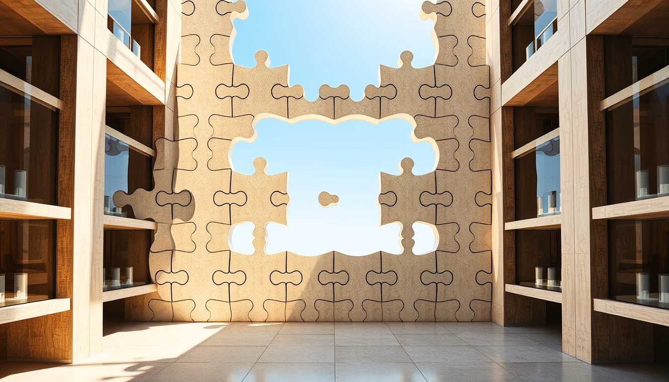 jigsaw puzzle pieces in editorial style