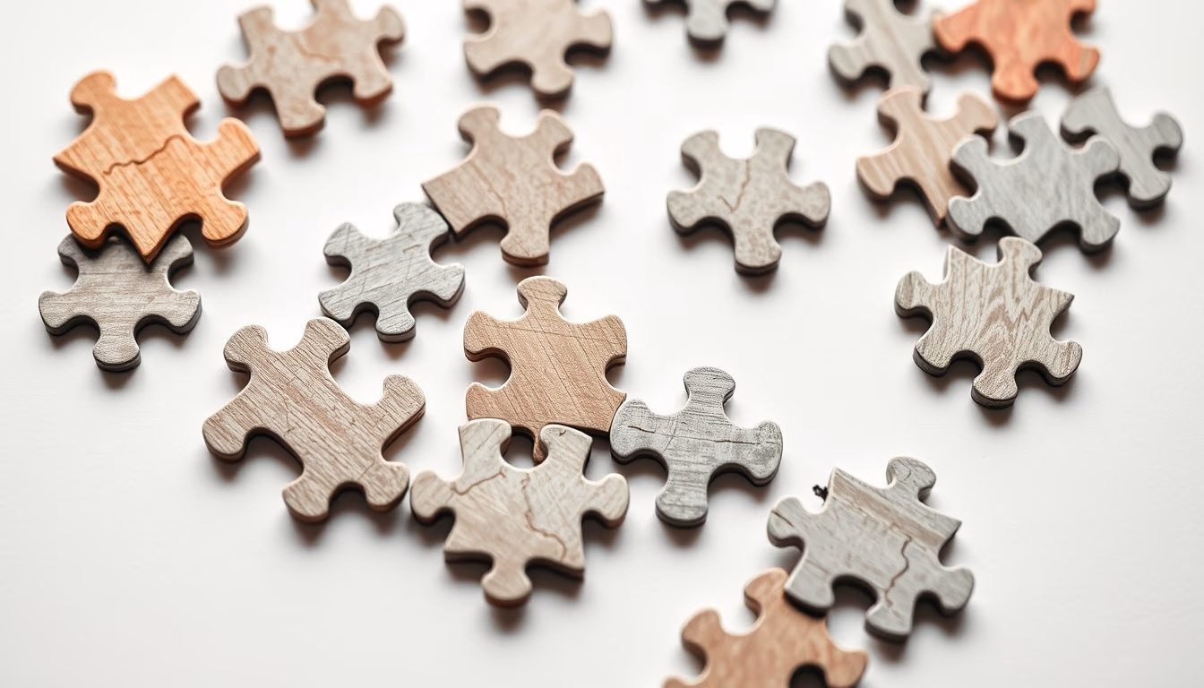 jigsaw puzzle pieces in editorial style