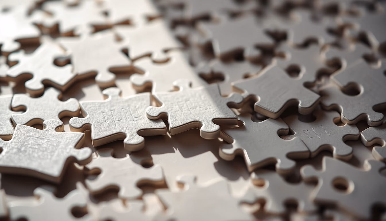 jigsaw puzzle pieces in editorial style