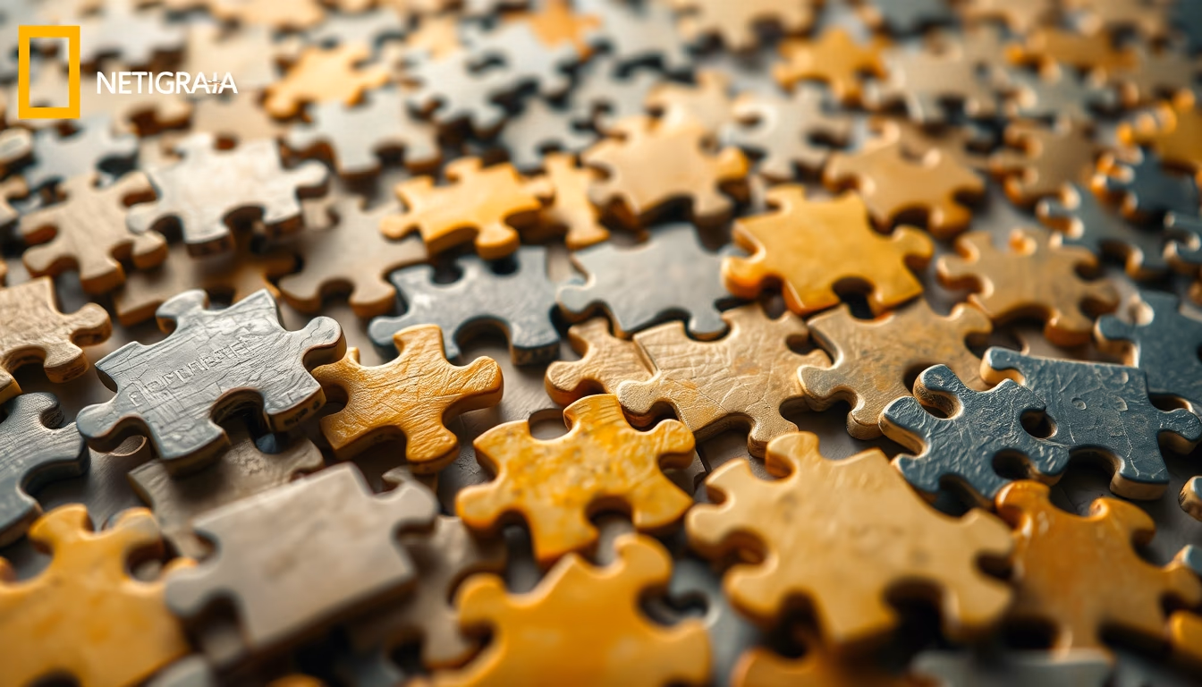 jigsaw puzzle pieces in editorial style