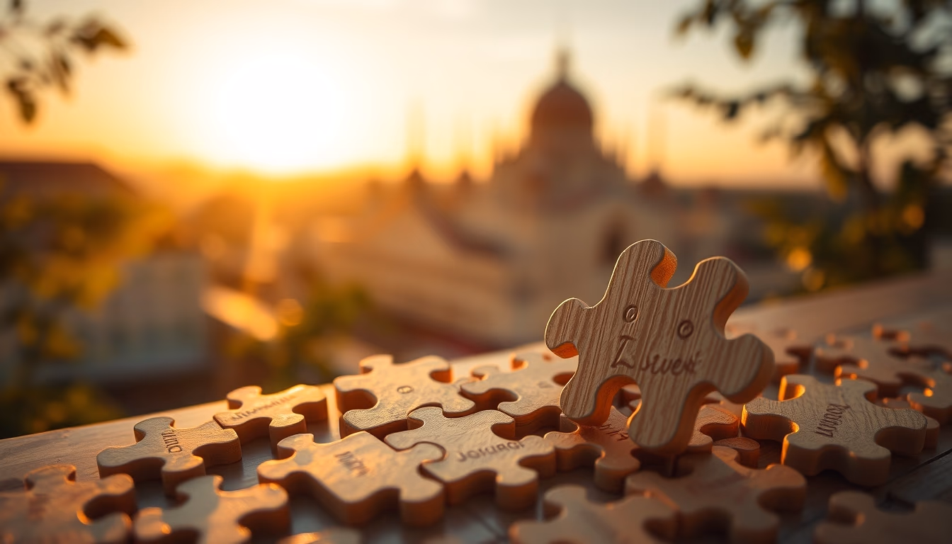 jigsaw puzzle pieces in editorial style