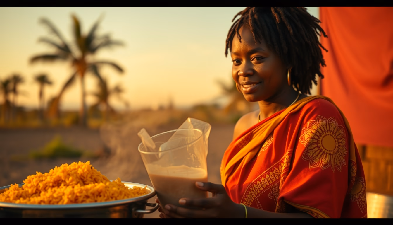 jollof rice west african in editorial style