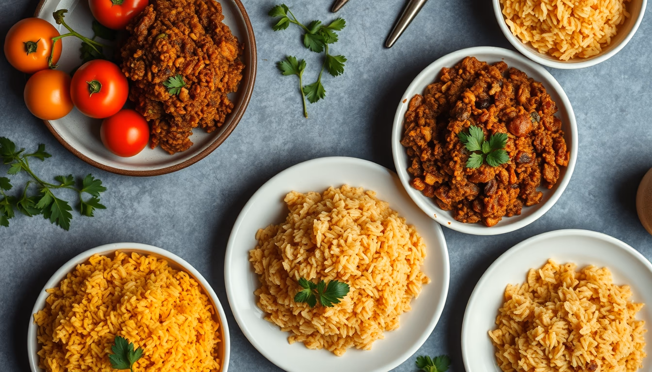 jollof rice west african in editorial style