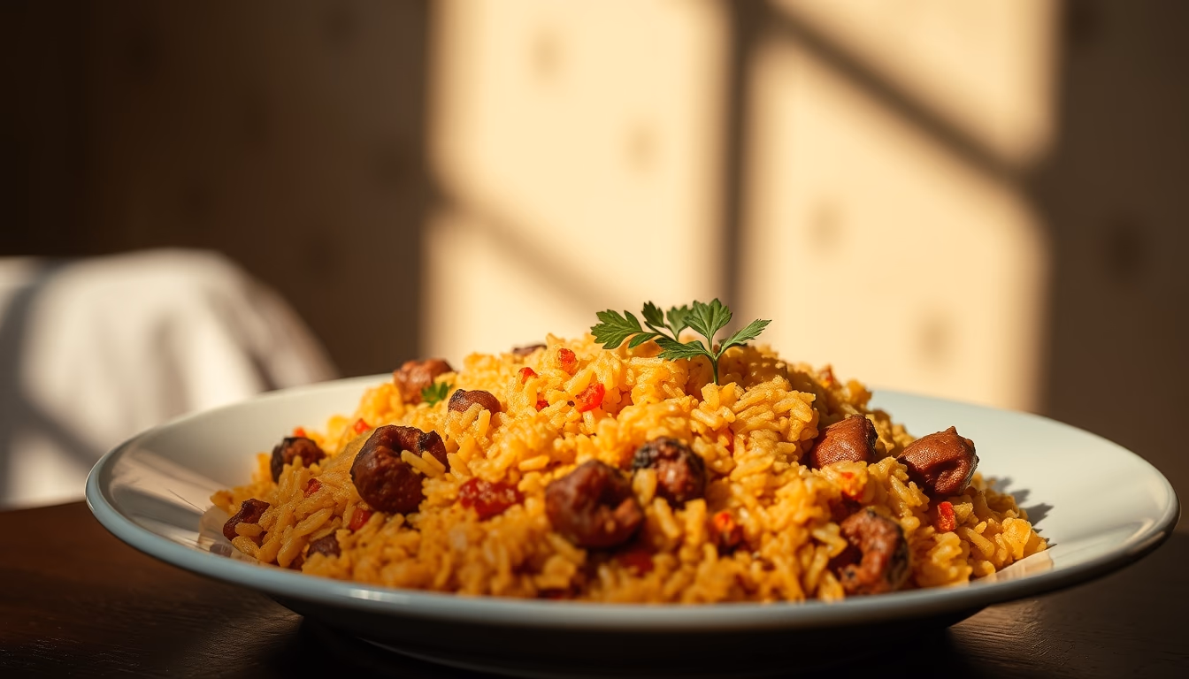 jollof rice west african in editorial style