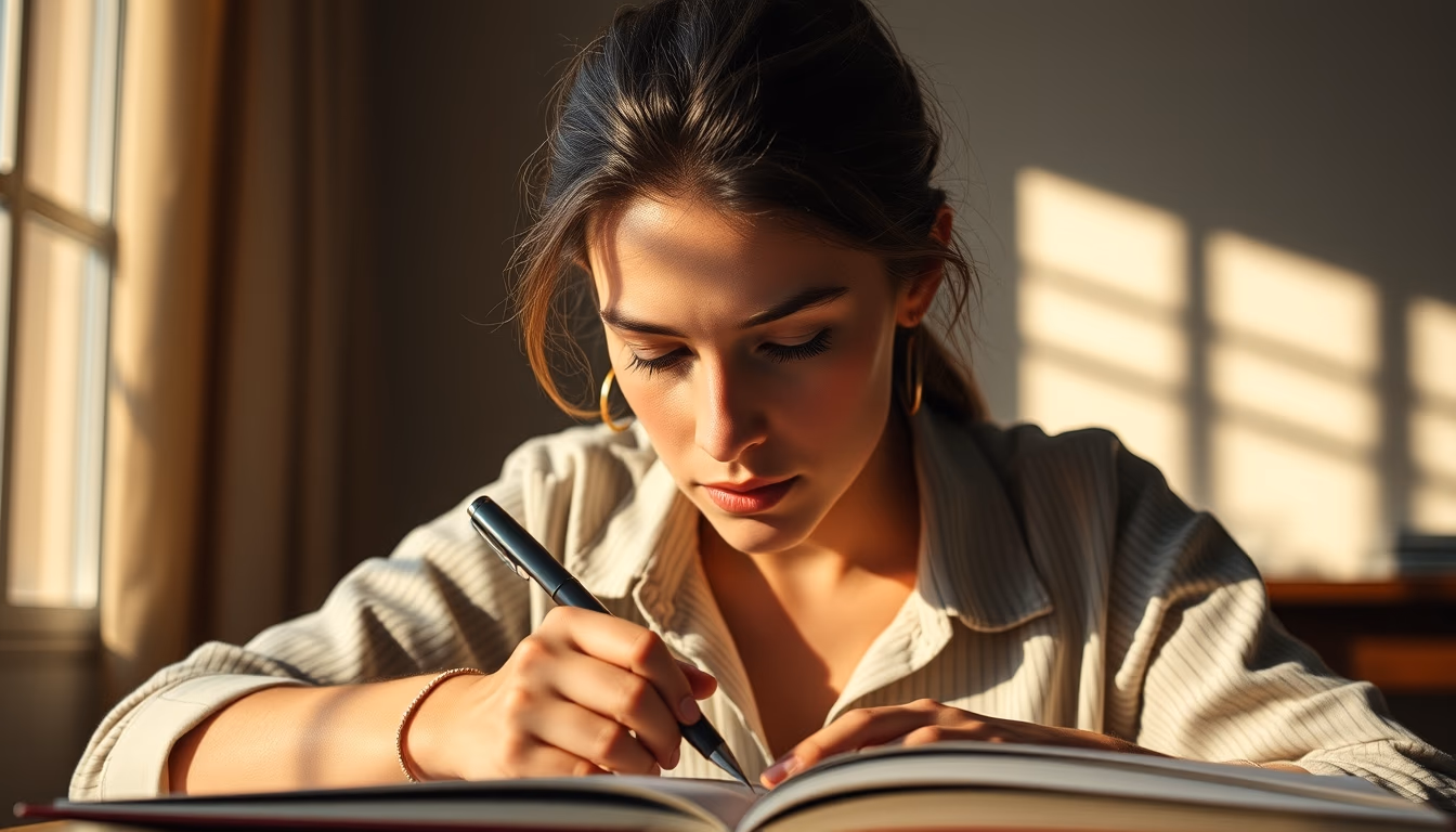 journal pen morning routine in editorial style