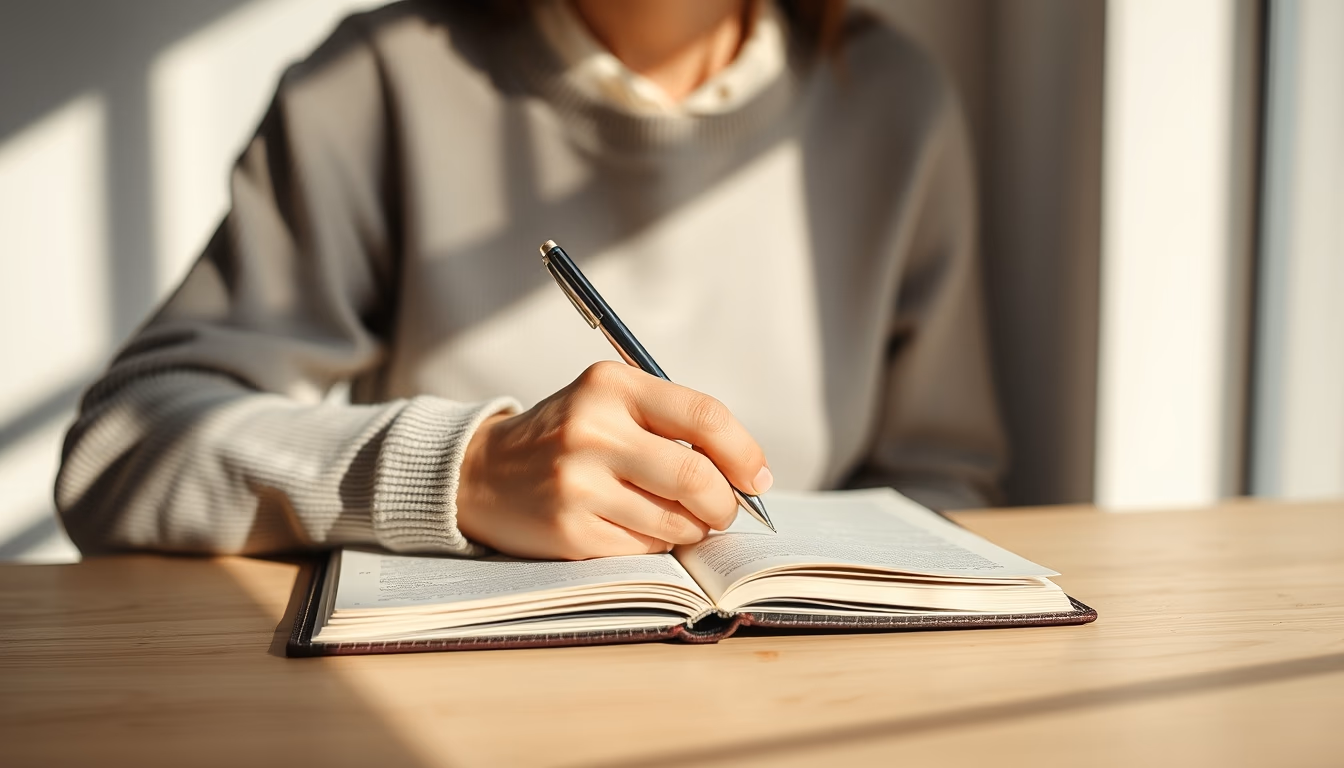 Journal pen morning routine em estilo editorial