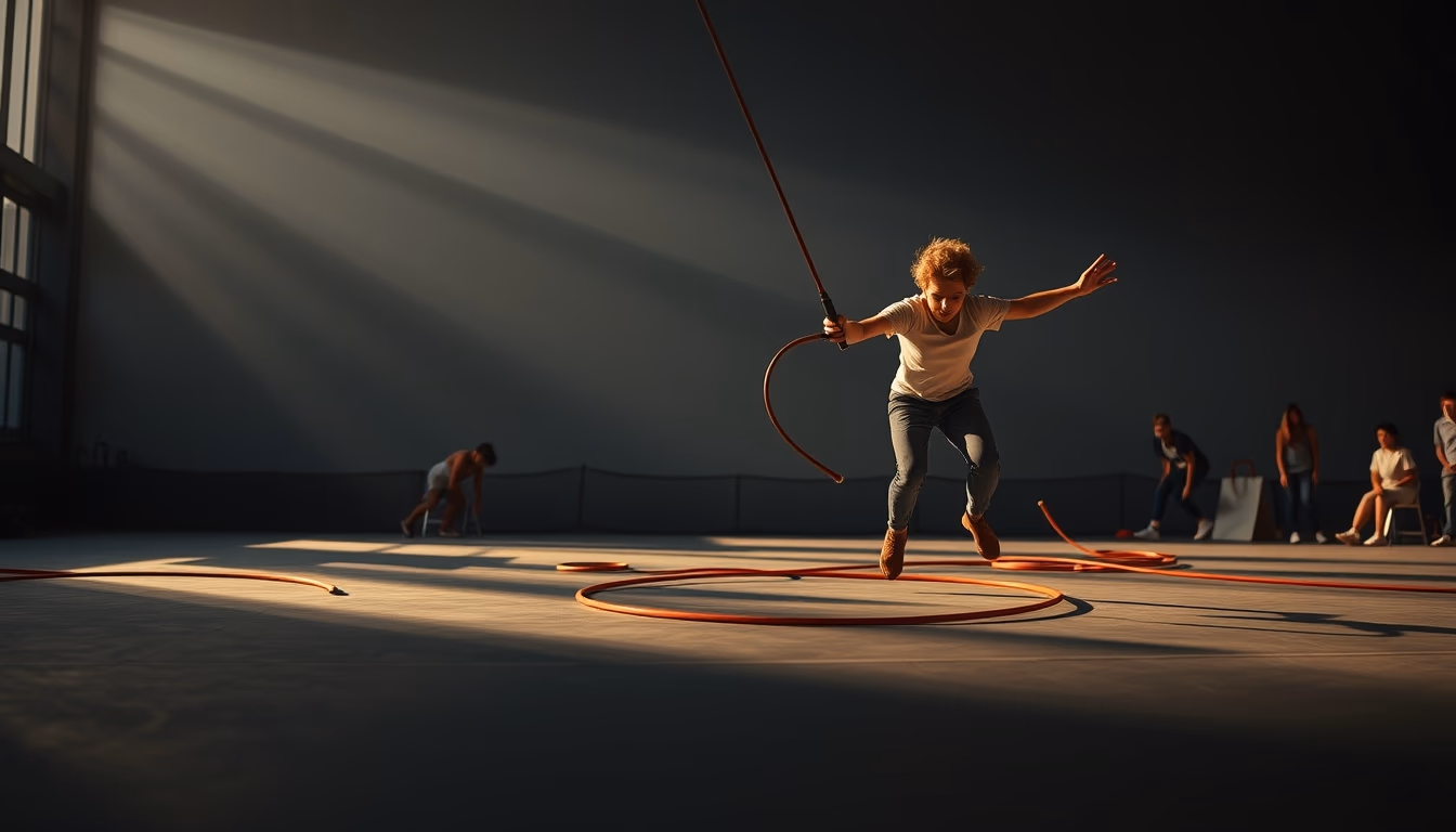 jump rope competition in editorial style