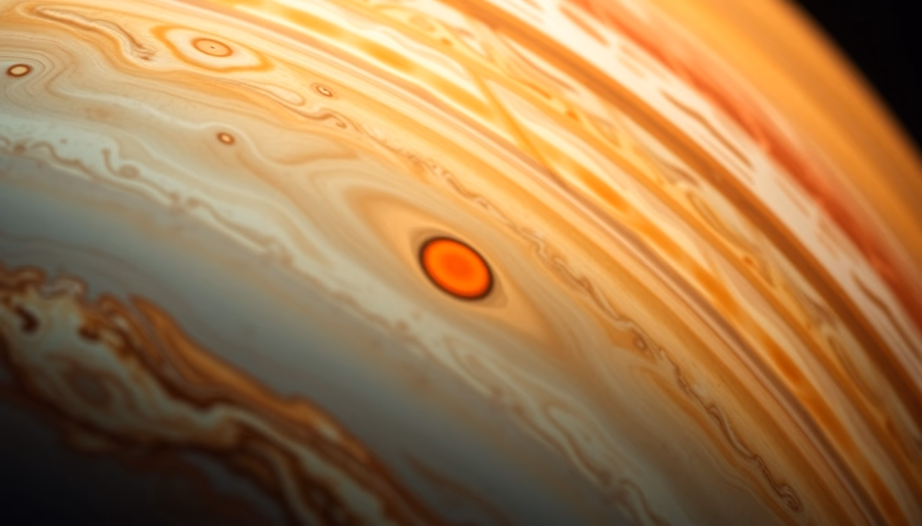 jupiter great red spot in editorial style