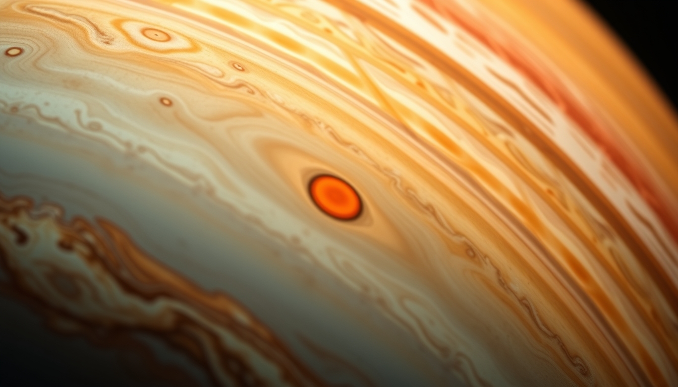 jupiter great red spot in editorial style