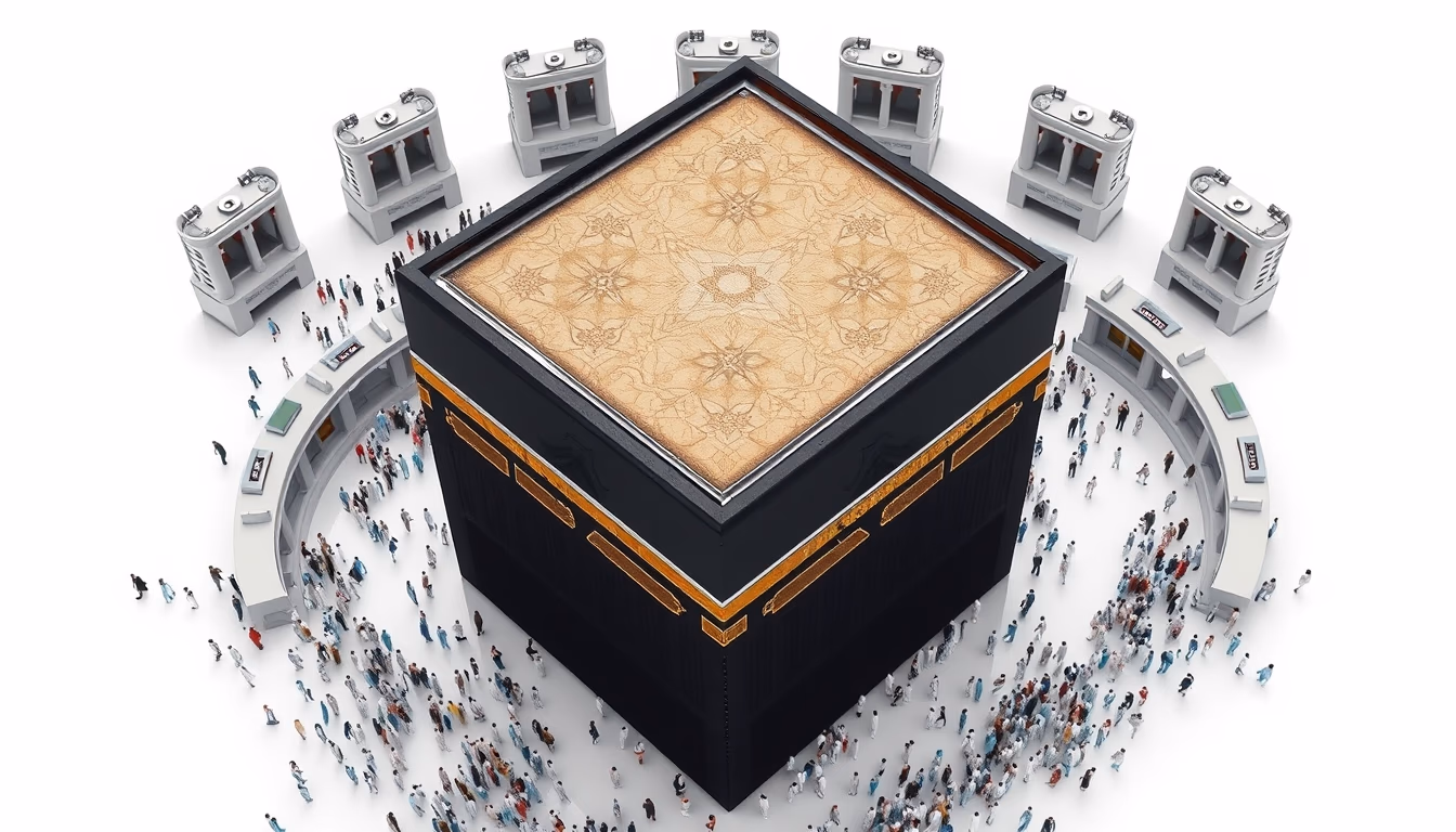 kaaba mecca aerial in editorial style
