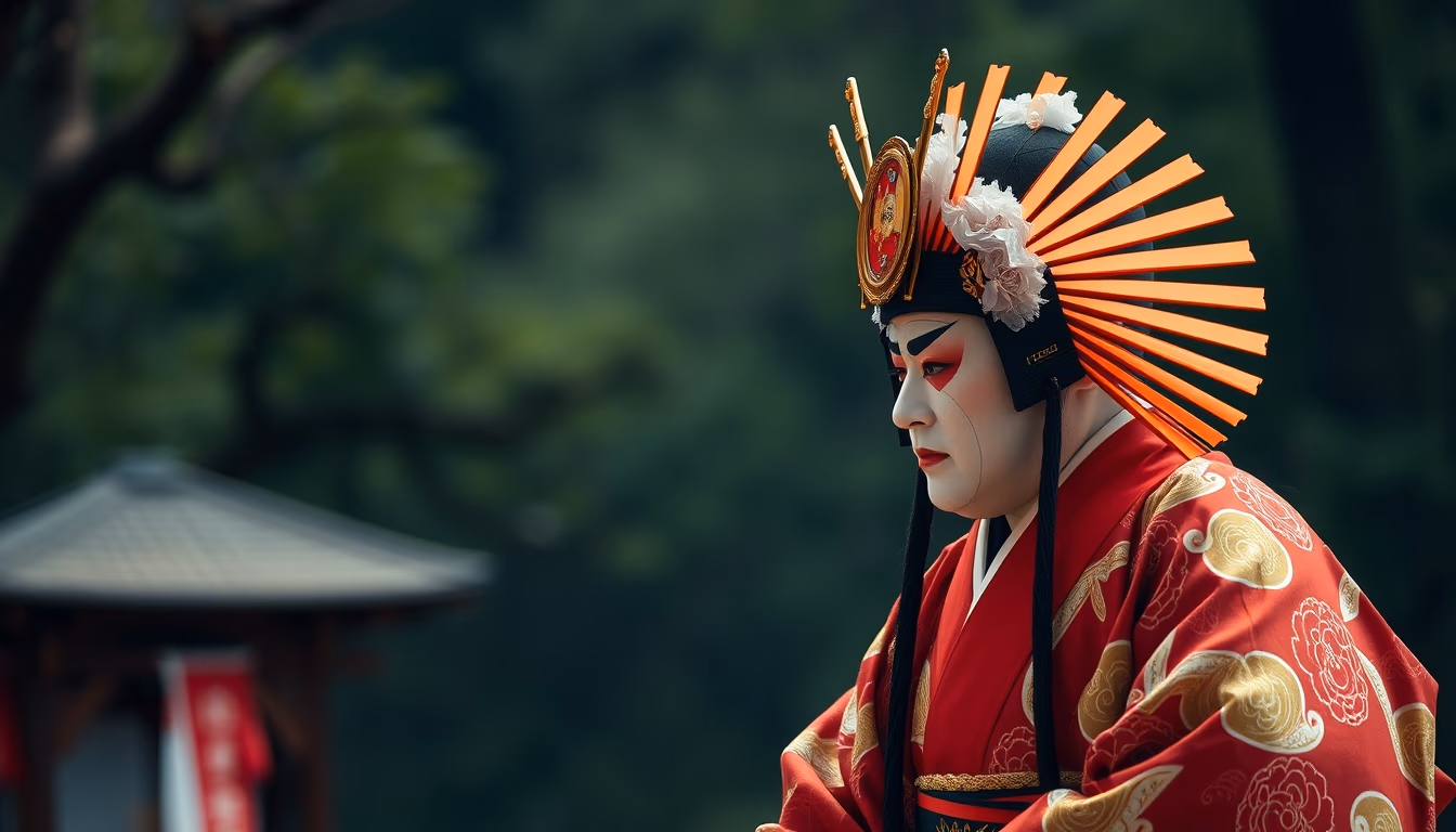 kabuki stage japanese in editorial style