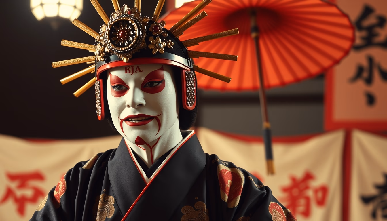 kabuki stage japanese in editorial style