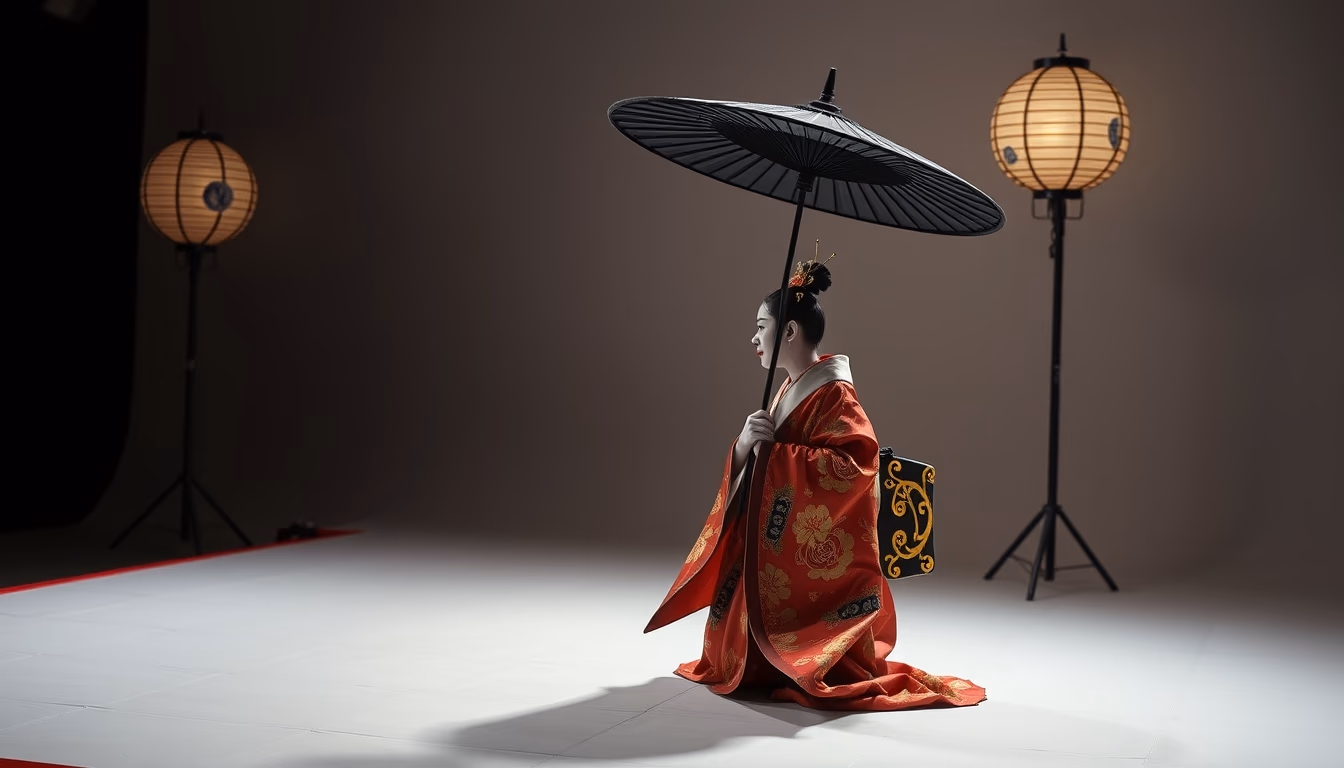 kabuki stage japanese in editorial style