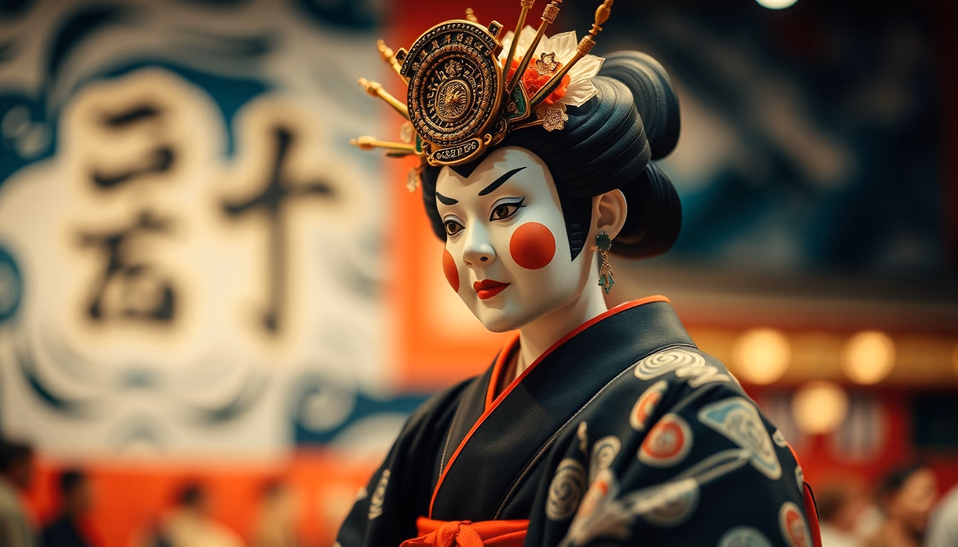 kabuki stage japanese in editorial style