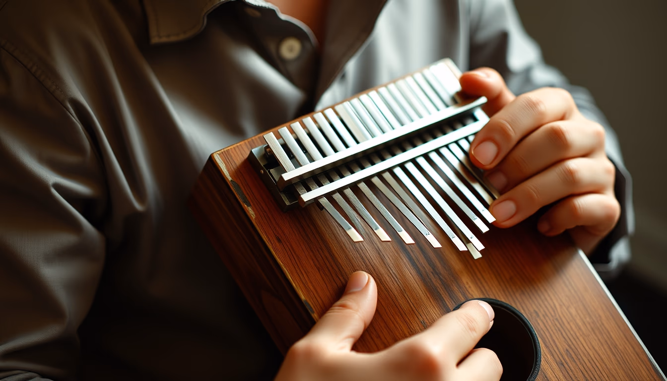 kalimba thumb piano in editorial style