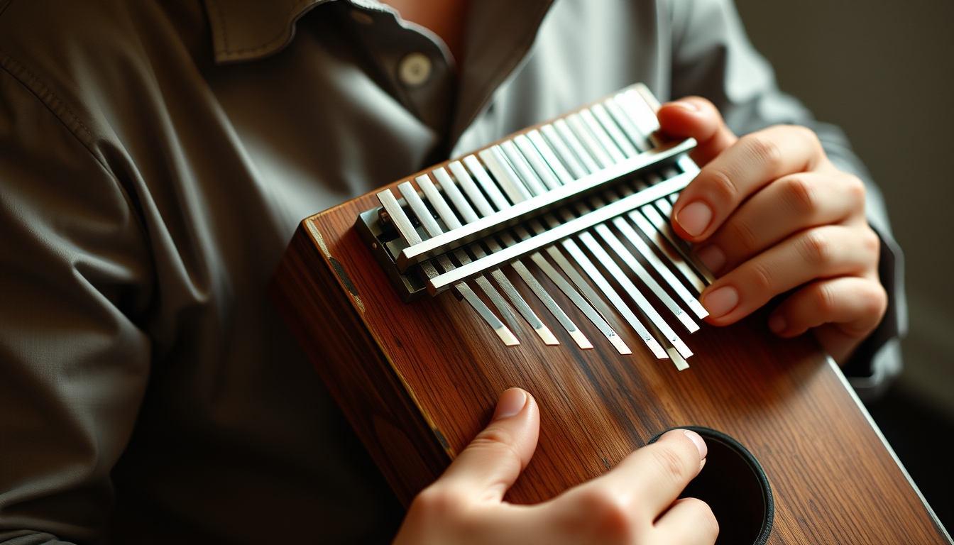 kalimba thumb piano in editorial style