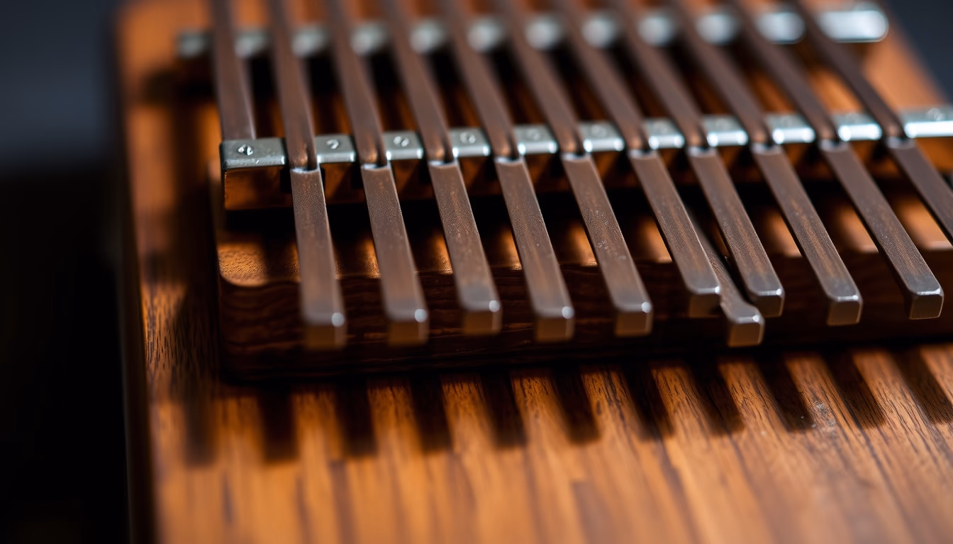 kalimba thumb piano in editorial style