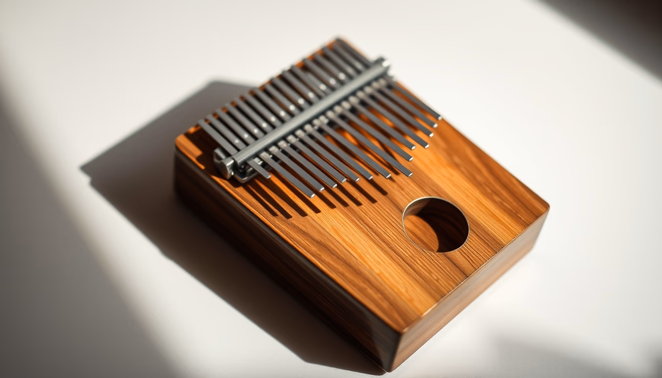 kalimba thumb piano in editorial style