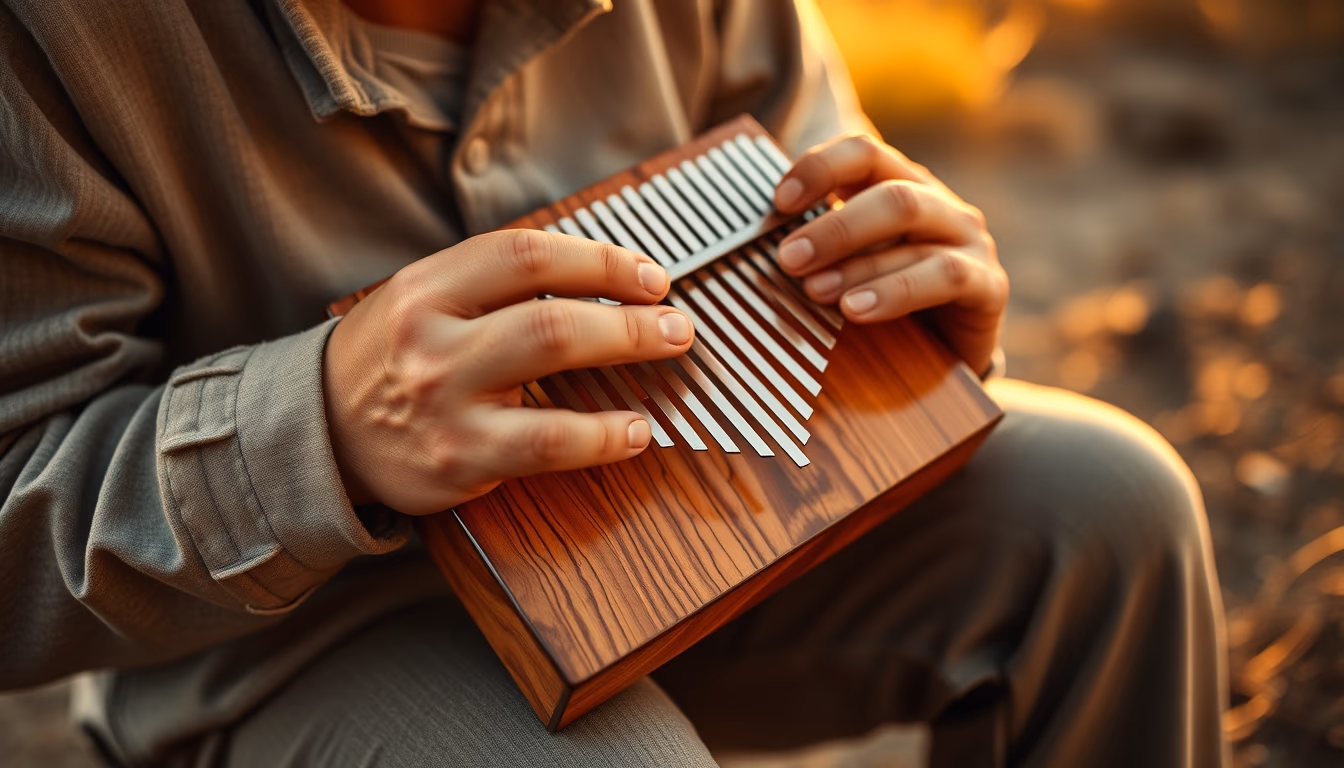 kalimba thumb piano in editorial style