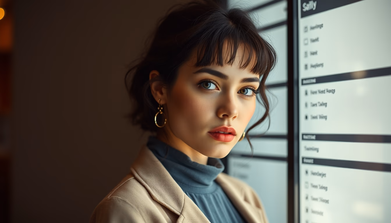 kanban board app screen in editorial style
